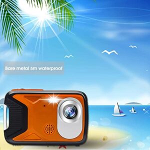 HOVTOIL Waterproof Camera Underwater Cameras for Snorkeling Support TF Card 16FT 8X Digital Zoom Waterproof Digital Camera Large Screen Optical Zoom Camera Dark Orange