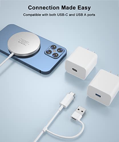 Basesailor Magnetic Wireless Charger with USB C Adapter,Portable Travel Cordless Qi Fast Charging Pad for MagSafe,iPhone 13 12 11 14 Pro Max Mini,SE XR XS,AirPods,Samsung Galaxy S23 S22 Z Fold Flip
