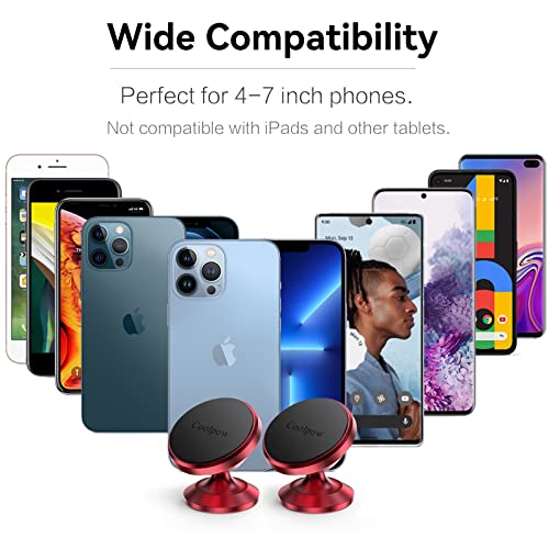 【2-PACK】Magnetic phone holder for car, [ Super Strong Magnet ] [ with 4 Metal Plate ] iPhone Magnetic car mount for cell phone, [ 360° Rotation ] Universal Dashboard car Mount Fits All Smartphones