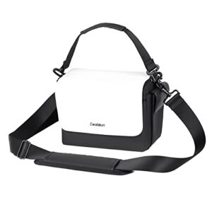 cwatcun camera shoulder bag, waterproof camera crossbody case, compact photography backpack, compatible with canon/nikon/sony/fuji dslr/slr/mirrorless camera, lens and accessories, white