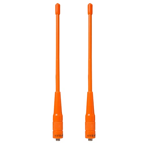 HYS SMA Female HT Antenna Dual Band VHF UHF 144/430Mhz Soft Whip Orange Antennas for WOUXUN KG-UVD1P KG-UV6D KG-659 Baofeng/Pufeng UV-5R 888S UV-82 DMR-6X2 DM-1701 (Pack of 2)