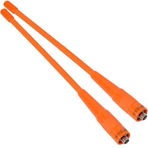 HYS SMA Female HT Antenna Dual Band VHF UHF 144/430Mhz Soft Whip Orange Antennas for WOUXUN KG-UVD1P KG-UV6D KG-659 Baofeng/Pufeng UV-5R 888S UV-82 DMR-6X2 DM-1701 (Pack of 2)