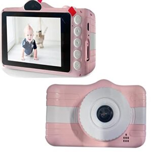 multifunction kids digital camera for kids birthday new year gifts camera 3.5inch screen rechargeable front and back double lens 2mp for boys girls 2023 (pink)