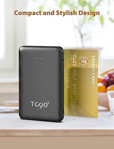 TG90° Portable Charger 6000mah External Battery Packs, Ultra Slim Power Bank with Built-in Cables Portable Phone Charger, USB C Portable Battery Charger Compatible with iPhone Android Cell Phones