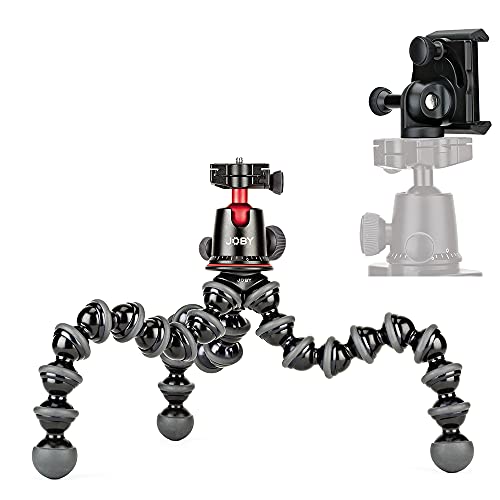 Joby GorillaPod 5K GripTight Mount PRO Kit, Aluminum Flexible Tripod Stand and BallHead 5K with Locking Phone Mount, Easy Landscape or Portrait Mode, Supports up to 5kg (11lb), Black (JB01830-BWK)