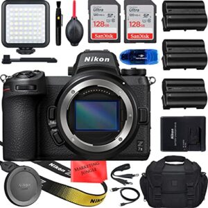 camera bundle for nikon z7 ii mirrorless camera body only + accessories (256gb high speed memory, extra batteries, led light, gadget bag and more)