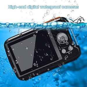 HOVTOIL Waterproof Camera Underwater Cameras for Snorkeling Support TF Card 16FT 8X Digital Zoom Waterproof Digital Camera Large Screen Optical Zoom Camera Black