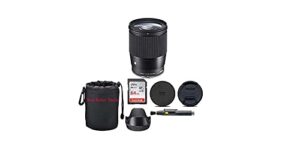 sigma 16mm f/1.4 dc dn contemporary lens for sony with 64gb memory sd card and accessory bundle