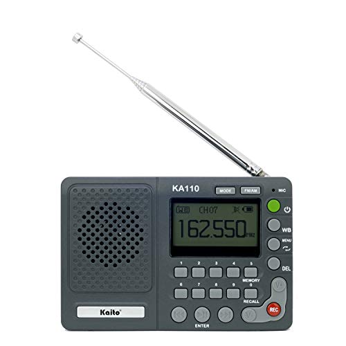 Kaito KA110 Compact Digital AM/FM NOAA Weather Radio and MP3 Player with Micro-SD Card Reader