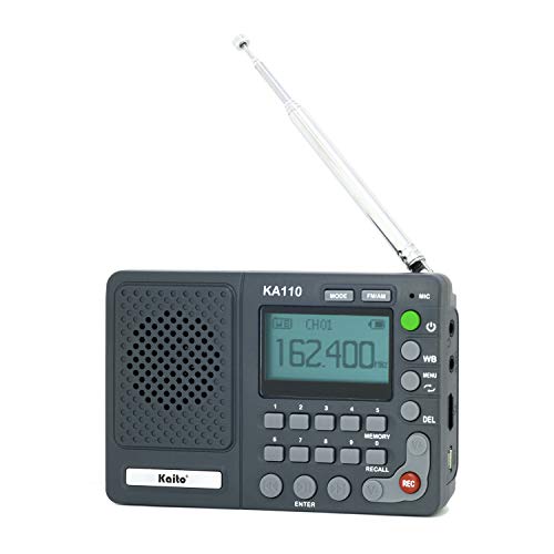 Kaito KA110 Compact Digital AM/FM NOAA Weather Radio and MP3 Player with Micro-SD Card Reader