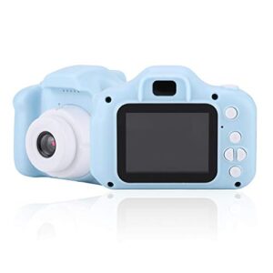 pusokei mini portable kids camera 2.0in ips color screen child digital camera with photo/video function, hd 1080p camera cartoon children camera with neck lanyard for outdoor, toy, gift(blue)