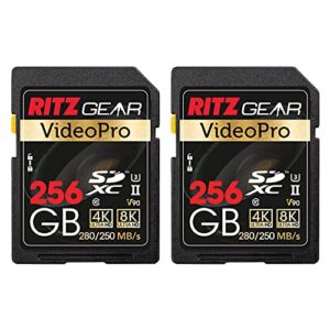 video pro sd card uhs-ii 256gb sdxc memory card 2-pack u3 v90 a1, extreme performance professional sd-card (r 280mb/s 250mb/s w) for advanced dslr,well-suited for video, including 4k,8k, 3d, full hd