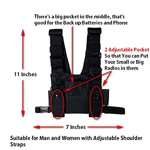 Clakllie Chest Bag Radio Chest Harness Chest Front Pack Pouch Holster Vest Rig Two Way Radio Walkie Talkie Chest Pack,Black