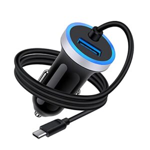 usb c car phone charger, 3.4a fast charging car adapter with 3ft type c cable for samsung galaxy s23 ultra/s23+/s22 ultra/s21fe/a23/a14/a53/a13/a12/a11/a03s/s21plus/s20/a32/a52/a51/a71/a20/a50/s10