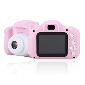 pusokei mini portable kids camera 2.0in ips color screen child digital camera with photo/video function, hd 1080p camera cartoon children camera with neck lanyard for outdoor, toy, gift(pink)