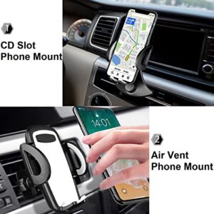 CD Slot Car Phone Mount, Universal CD Slot & Air Vent Car Phone Holder Hands-Free CD Player Car Cradle Vehicle Mount for iPhone 14 13 12 11 Pro Max XS XR SE Galaxy S22 S21 S20 S10 Android Phones