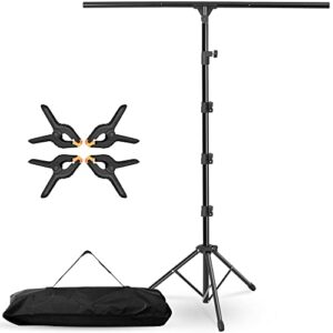 coliflor t-shape portable backdrop stand, 6.5×3.2ft adjustable photo background stand kit, sturdy small back drop holder with 4 spring clamps, carry bag for parties, photography and video studio