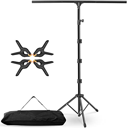 Coliflor T-Shape Portable Backdrop Stand, 6.5x3.2ft Adjustable Photo Background Stand Kit, Sturdy Small Back Drop Holder with 4 Spring Clamps, Carry Bag for Parties, Photography and Video Studio