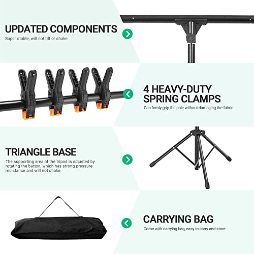 Coliflor T-Shape Portable Backdrop Stand, 6.5x3.2ft Adjustable Photo Background Stand Kit, Sturdy Small Back Drop Holder with 4 Spring Clamps, Carry Bag for Parties, Photography and Video Studio