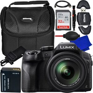ultimaxx essential bundle + panasonic lumix dmc-fz300 digital camera + sandisk 32gb ultra sdhc memory card, spare battery, water-resistant gadget bag, high speed memory card reader & more(16pc bundle)