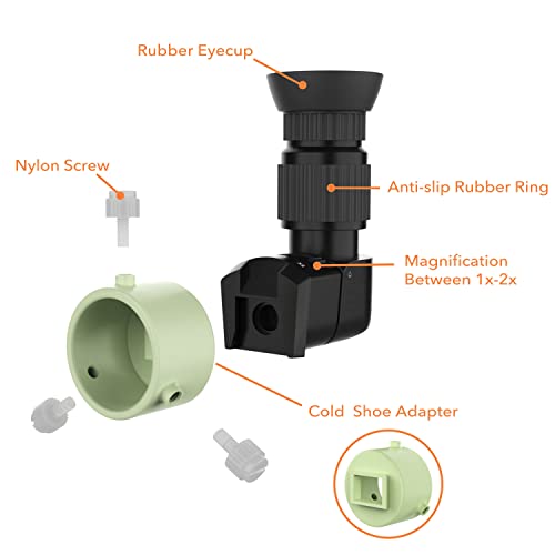 Right Angle Viewfinder with Adapter for Polar Scope, Built-in Diopter and 360°Rotating with 1X - 2X Magnification for A Comfortable View When Doing Polar Alignment