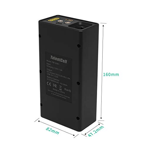 TalentCell 12V Lithium ion Battery PB120B1, Rechargeable 38400mAh 142.08Wh Li-ion Battery Pack with DC 12V and 5V USB Output for LED Light Strip, CCTV Camera, Mobile and More