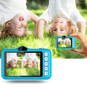 multifunction kids digital camera for kids birthday new year gifts camera 3.5inch screen rechargeable front and back double lens 2mp for boys girls 2023 (blue)