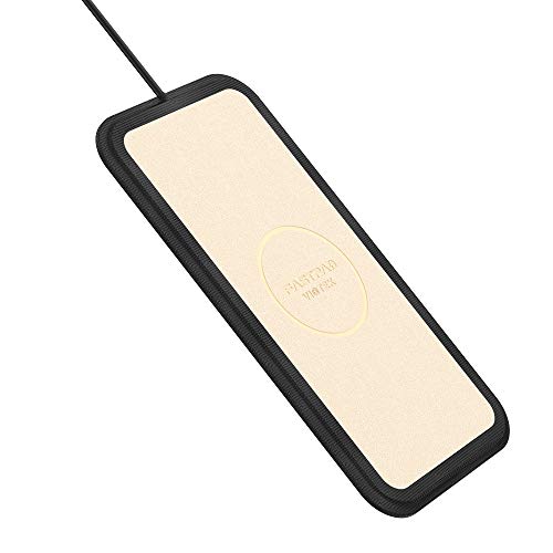 FASTPAD Ultra-Slim Qi Wireless Charger PU Leather Charging Pad Gold for iPhone X iPhone 8 8 Plus 7.5W Quick Charge, for Samsung Fast Charging, Water Resistant, No Heating (No AC Adapter)