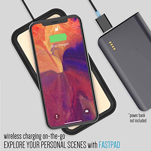 FASTPAD Ultra-Slim Qi Wireless Charger PU Leather Charging Pad Gold for iPhone X iPhone 8 8 Plus 7.5W Quick Charge, for Samsung Fast Charging, Water Resistant, No Heating (No AC Adapter)