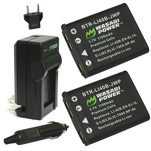 Wasabi Power Battery (2-Pack) and Charger for Kodak KLIC-7006, LB-012 and Kodak PIXPRO FZ55, FZ53