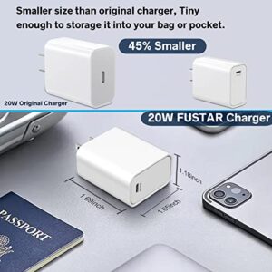 Wall Charger USB C Power Adapter 20W Fast Charger Block PD 3.0 Type C Power Delivery Fast Charging Block for iPhone 14/13/12/11/Pro Max, XS/XR/X, iPad Pro,AirPods, for Samsung Galaxy-Not Include Cable