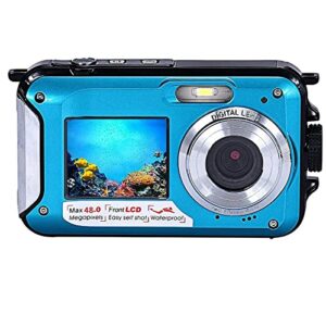 bative digital camera,2.7k dual screen waterproof hd video camera,1080p hd camera,1.8-inch front screen, 2.7-inch rear screen and 16x digital zoom,for beginners, teens, childs