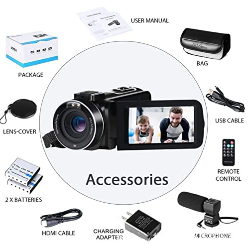 BATIVE Digital Camera,Lightweight and Compact Video Camera,Full HD 1080P,16X Digital Zoom and 3.0 Inch IPS Touch Screen, 270° Rotatable,for Beginners, Teens, Childs