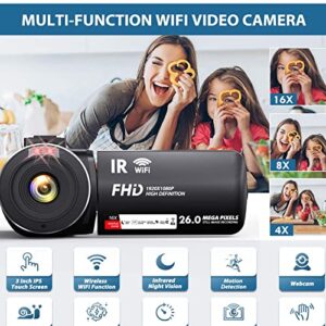 BATIVE Digital Camera,Lightweight and Compact Video Camera,Full HD 1080P,16X Digital Zoom and 3.0 Inch IPS Touch Screen, 270° Rotatable,for Beginners, Teens, Childs