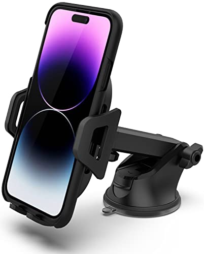 Arteck Car Mount, Universal Mobile Phone Car Mount Holder 360° Rotation for Auto Windshield and Dash, for Cell Phones Apple iPhone 14, 14 Pro, 13, 13 Pro, 13 Mini, 12, 11, SE, Android Cellphone, GPS