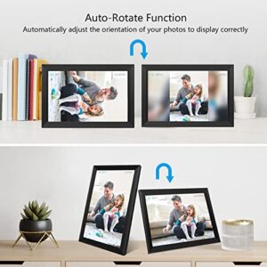 10.1 Inch WiFi Digital Picture Frame, IPS Touch Screen Share Pictures&Videos Via App or Email, Built in 32GB Memory, Support Micro SD Card Extend Storage, Auto-Rotate, Motion Sensor