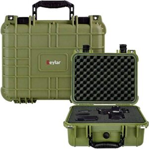 eylar protective gear and camera hard case water & shock proof with foam 13.37 inch 11.62 inch 6 inch od green (green)