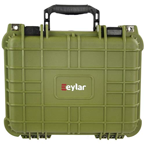 Eylar Protective Gear and Camera Hard Case Water & Shock Proof With Foam 13.37 inch 11.62 inch 6 inch OD Green (Green)