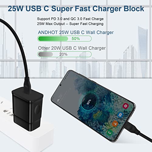 USB C Plug in Wall Charger,25W PD Adapter Super Fast Charging Samsung Charger Block for Galaxy S23 S23+ S23 Ultra A14 A13 A53 5G S22 S21 Fe S20 Z flip 4 3 A03S A04S A02S A12 A32 A42 A21 A51 A71,iPhone