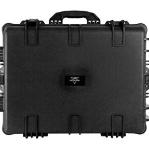 Monoprice Weatherproof / Shockproof Hard Case with Wheels - Black IP67 level dust and water protection up to 1 meter depth with Customizable Foam, 26" x 20" x 14"