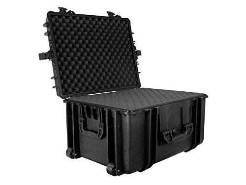 Monoprice Weatherproof / Shockproof Hard Case with Wheels - Black IP67 level dust and water protection up to 1 meter depth with Customizable Foam, 26" x 20" x 14"