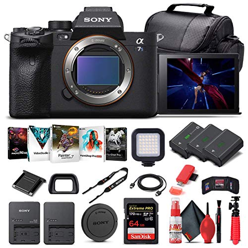 Sony Alpha a7S III Mirrorless Digital Camera (Body Only) ILCE7SM3/B + 64GB Memory Card + 2 x NP-FZ-100 Battery + Corel Photo Software + Case + Card Reader + LED Light + More (Renewed)