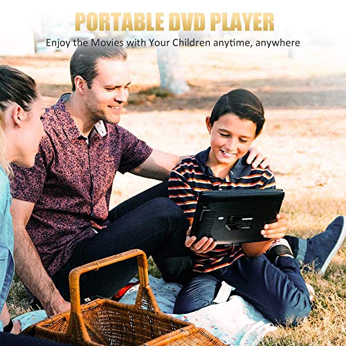 12" Portable DVD Player with 5-Hour Rechargeable Battery, 10.1" HD Swivel Display Screen, Support CD/DVD/SD Card/USB, Car Headrest Case, Car Charger, Last Memory Valentines