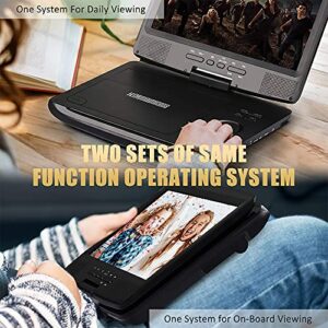 12" Portable DVD Player with 5-Hour Rechargeable Battery, 10.1" HD Swivel Display Screen, Support CD/DVD/SD Card/USB, Car Headrest Case, Car Charger, Last Memory Valentines