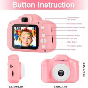 1080P Kids Digital Camera, Color Toy Kids Rechargeable Camera with 2 Inch Screen 13MP 32GB Card