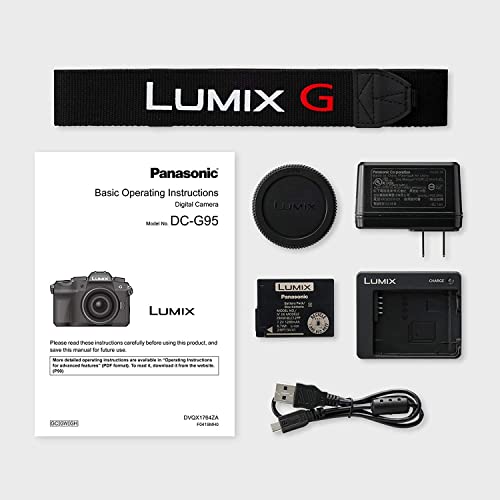 Panasonic LUMIX G95 20.3 Megapixel Mirrorless Camera, 12-60mm F3.5-5.6 Micro Four Thirds Lens, 5-Axis Dual I.S. 2, 4K 24p 30p Video, Pre-Installed V-Log L, 3” LCD Touchscreen - DC-G95MK (Black)