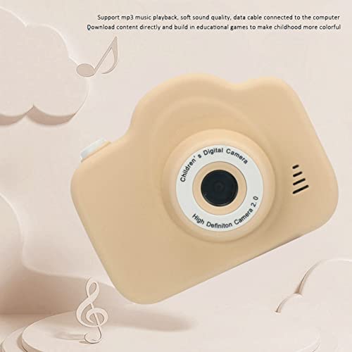 Shanrya Cartoon Mini Camera, Child Camera Kids Gift One Key Video Recording 16 Borders Support MP3 for Kids(Light Yellow)