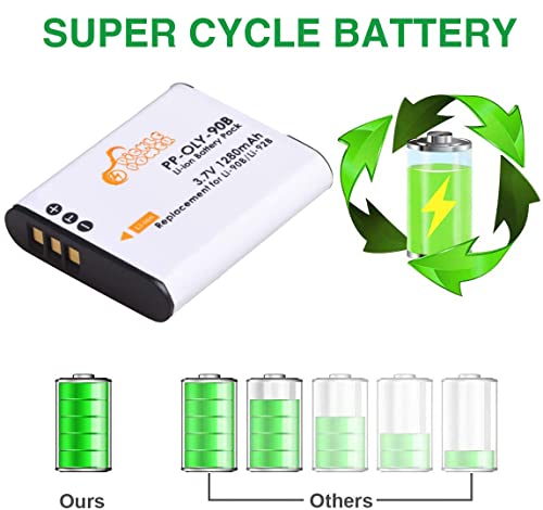 Pickle Power Li-90B LI-92B Battery (3 Pack) and Charger Kit Replacement for Olympus Tough TG-6, TG-5, TG-Tracker, SH-1, SH-2, SP-100 IHS, Tough TG-1 iHS, TG-2 iHS, TG-3, TG-4, SH50 iHS, SH60, XZ-2 iHS