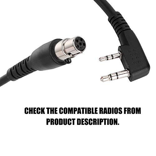 2-Pin to 5-Pin Coil Cord Cable K Cable for Kenwood/HYT/Baofeng/Relm Two Way Radios and Headsets