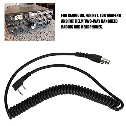 2-Pin to 5-Pin Coil Cord Cable K Cable for Kenwood/HYT/Baofeng/Relm Two Way Radios and Headsets
